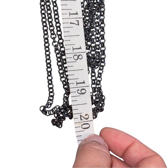 Boho style silver tone and wood bead long layered chain necklace - Picture 7 of 7